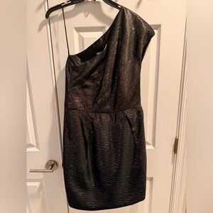 ABS Allen Schwartz Metallic One-Shoulder Cocktail Dress Size 12